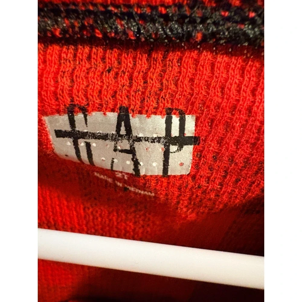 GAP Kids Girls Long Sleeve Ribbed Red/Black Checkered Shirt Sz 2T